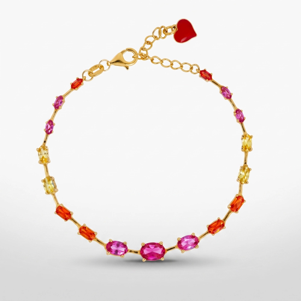 Cuori Milano Bracciale catena in argento con zirconi colorati