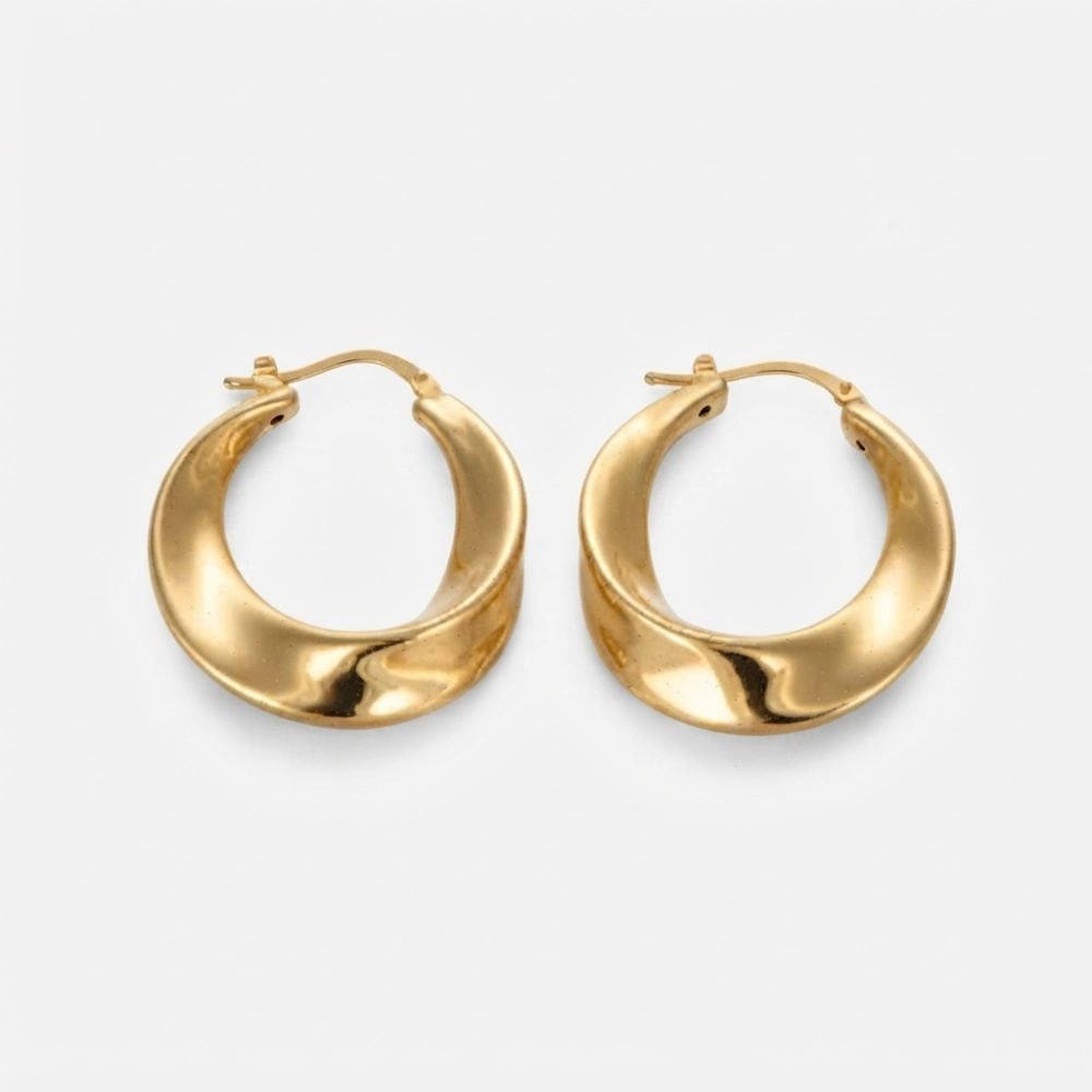 GDG Jewels orecchini a cerchio torcion in oro giallo diametro 3 cm