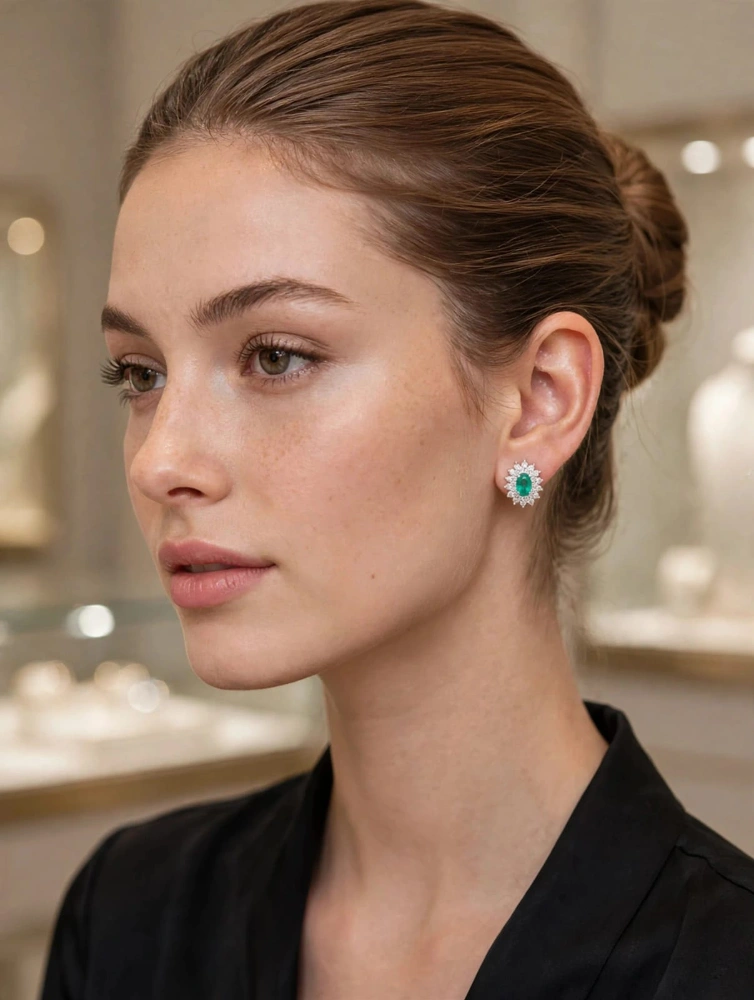 Dalù Orecchini donna con diamanti e smeraldi ct 63 diamanti ct 0.90 - Image 2