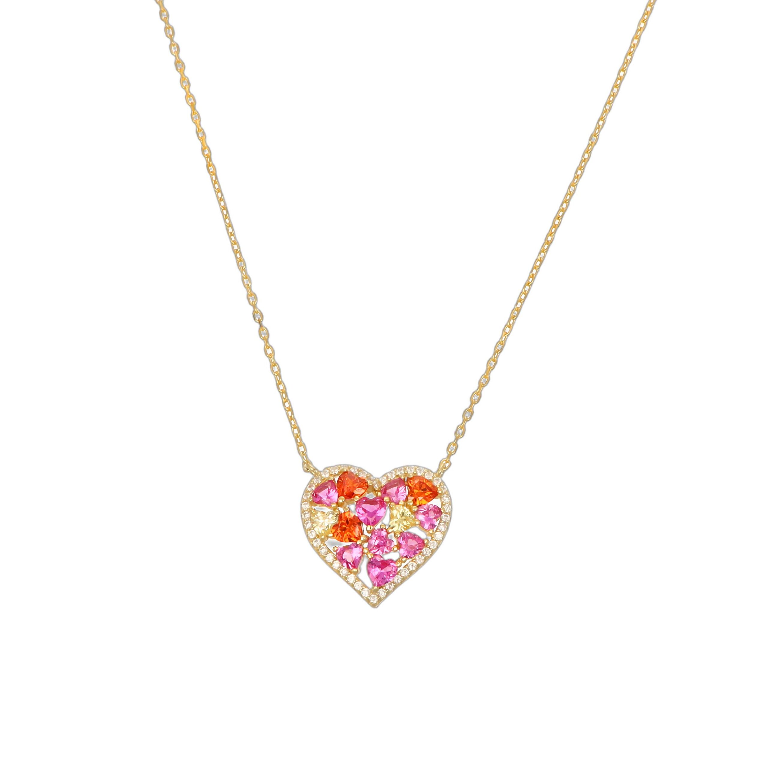 Cuori Milano Collana argento con ciondolo cuore con zirconi multicolor