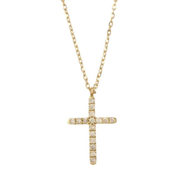 Dalù Collana catena croce in oro giallo con diamanti ct 0.15