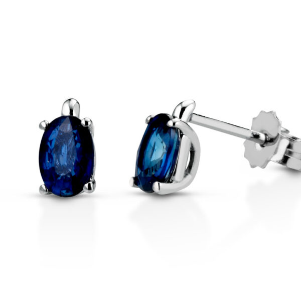 GDG Jewels orecchini a lobo in oro bianco 750 con zaffiri blu sfaccettati