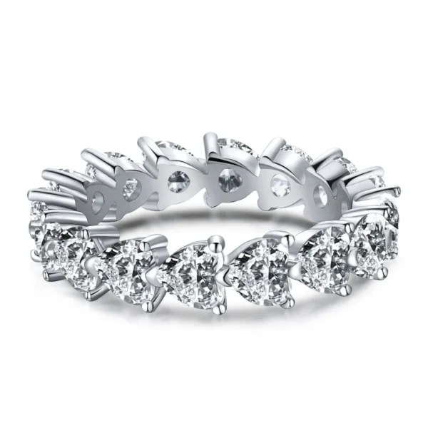 Anello eternity in argento con zirconi cuore bianchi - ALMIRA GIOIELLI