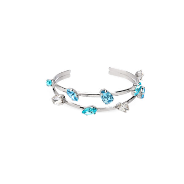 Andrea Marazzini Bracciale rigido in ottone con zirconi celesti
