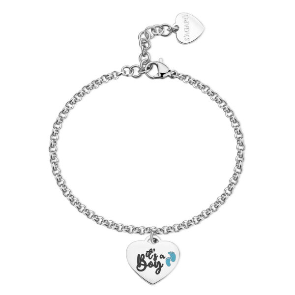 Sagapò Bracciale a catena con ciondolo cuore e scritta
