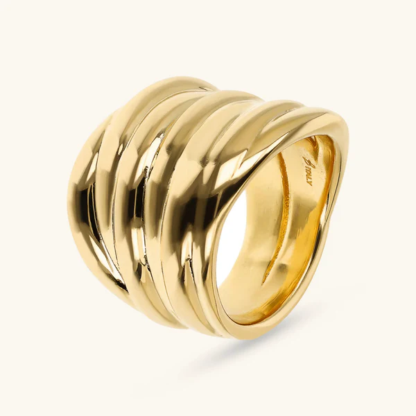 Etrusca Gioielli Anello a fascia in lega golden placcata oro rigata