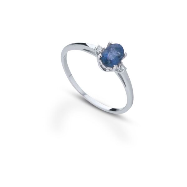 GDG Jewels anello in oro bianco 750 con diamanti bianco blu misura 16