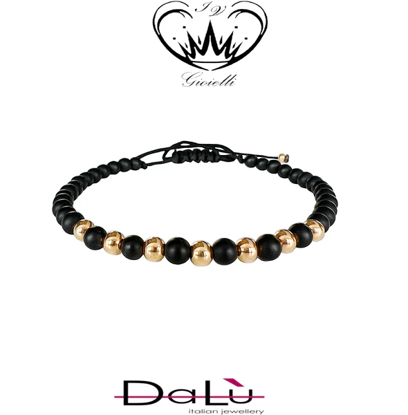 Dalù Bracciale pallini in oro rosa con ematite nera e dorata