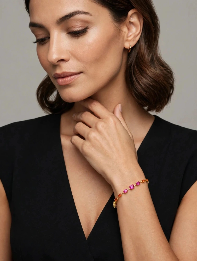 Cuori Milano Bracciale catena in argento con zirconi colorati - Image 2