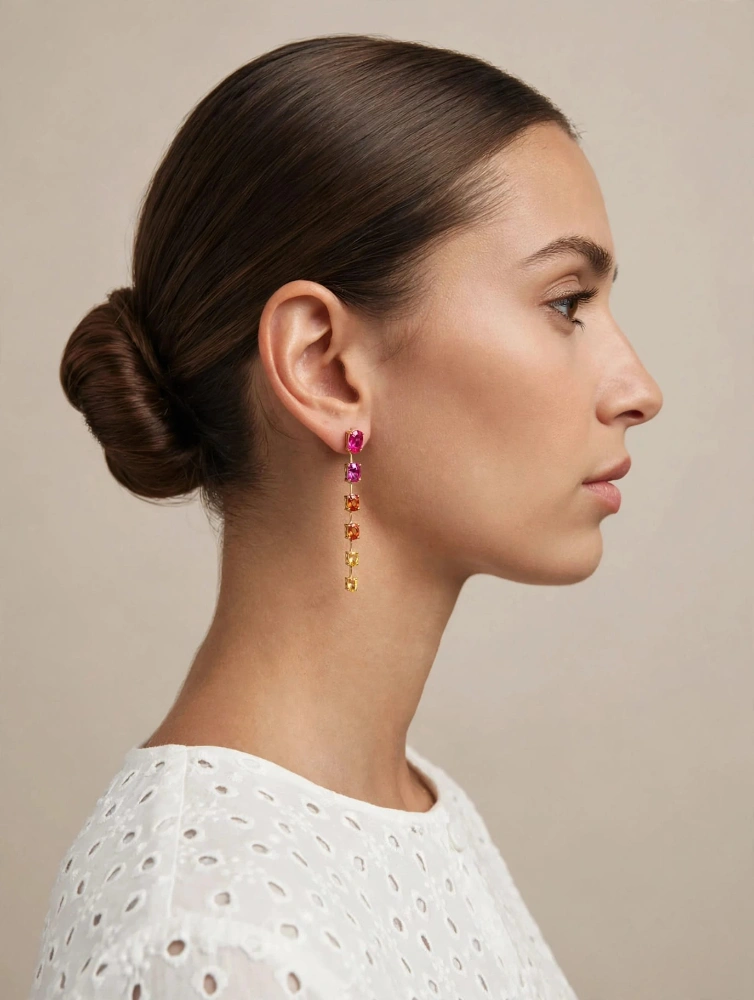 Cuori Milano Orecchini donna pendenti con zirconi colorati - Image 2
