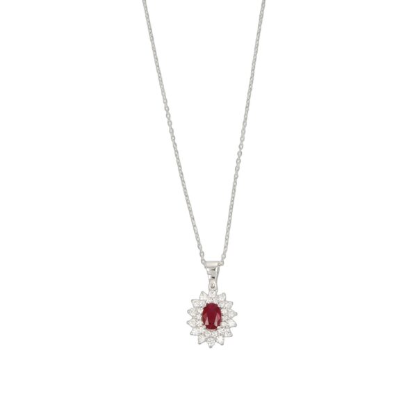 Dalu collana oro bianco con diamanti ct 0.45 e rubino ct 51