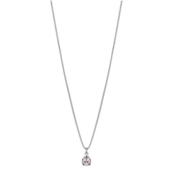 Rosato collana in argento 925 con pendente coccinella e zirconi Allegra