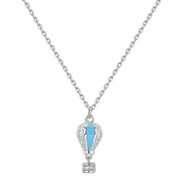 Rosato collana catena Aria in argento 925 con pendente mongolfiera e zirconi bianchi