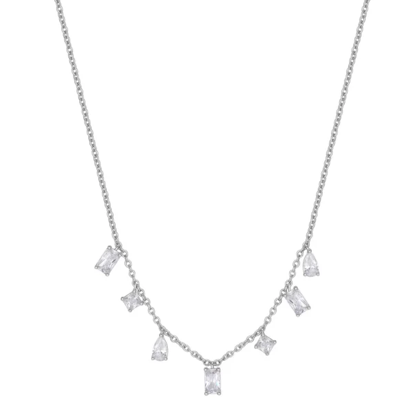 Rosato collana catena Gemma in argento 925 con zirconi bianchi