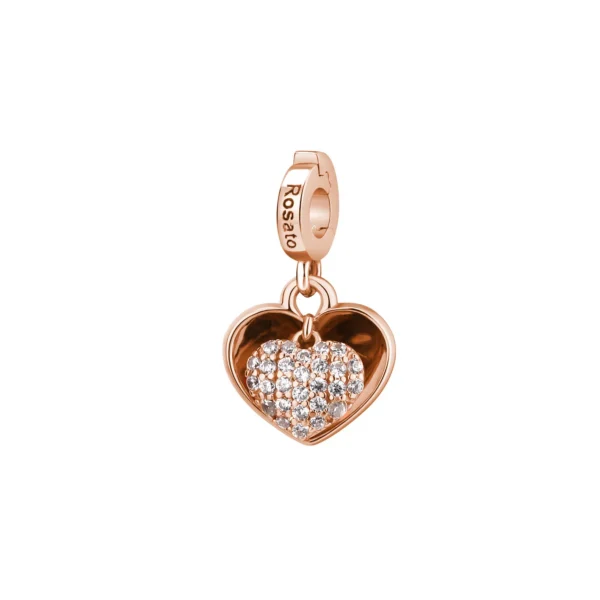 Rosato charm argento dorato zircone bianco incisione "Thanks Mom"