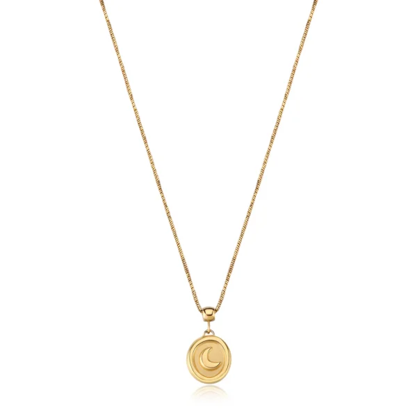 Sagapò collana coda di topo con pendente luna dorato da 45 cm