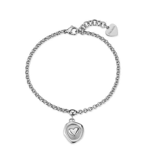 Sagapò bracciale catena con pendente cuore da 18,5 cm