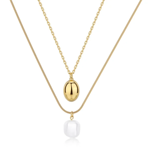 Sagapò collana doppio filo con perla da 50 cm