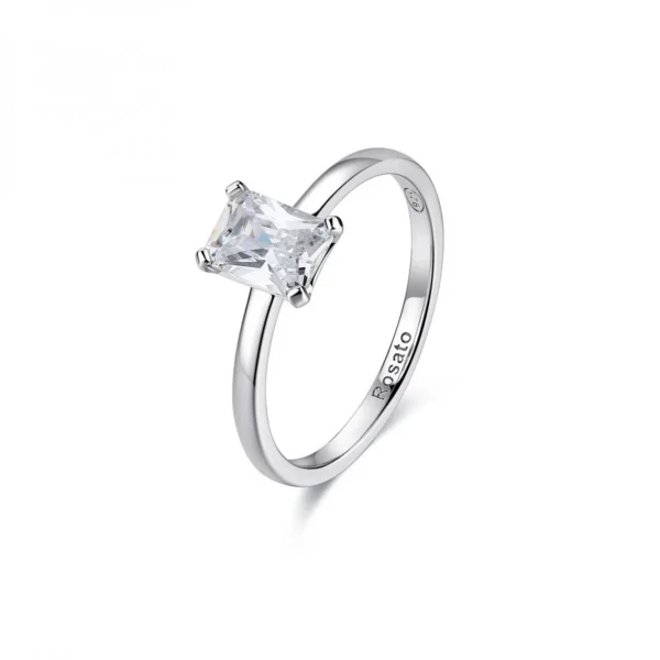 Rosato anello in argento 925 collezione Allegra con zircone bianco misura 14