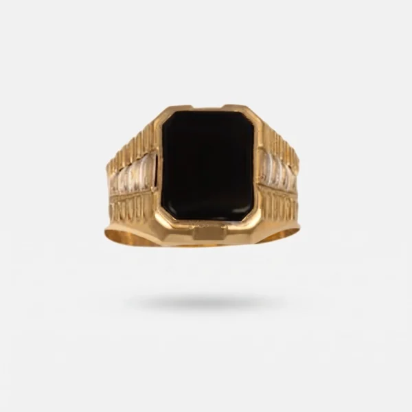 GDG jewels anello in due ori con onice nera
