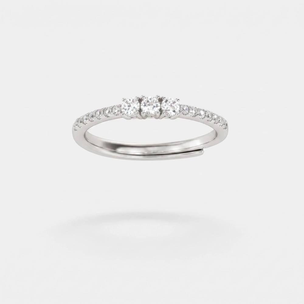 GDG Jewels anello trilogy in argento con zirconi laterali