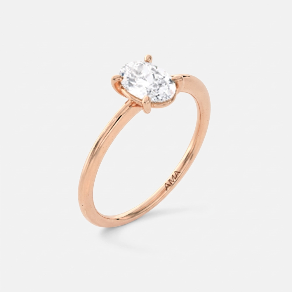 AMA anello oro giallo solitario alba taglio ovale con diamante
